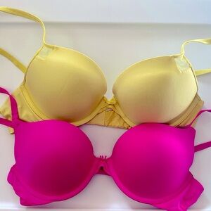 Victoria Secret push-up bra. 36B. One pink.  One yellow.